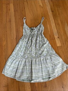 Light Sage Floral Tie-Front Sundress